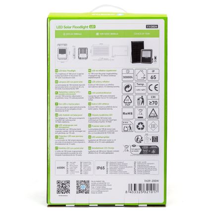 Aigostar - Dimmelhető LED napelemes reflektor LED/200W/3,4V IP65 15000 mAh + távirányító