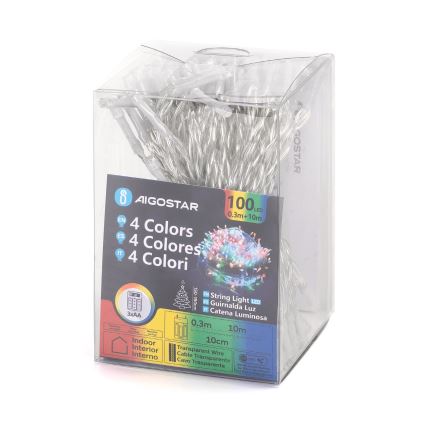Aigostar - LED fényfüzér 100xLED/3xAA 10,3 m többszínű