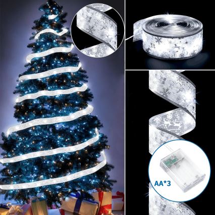 Aigostar - LED fényfüzér 100xLED/3xAA 10 m meleg fehér ezüst