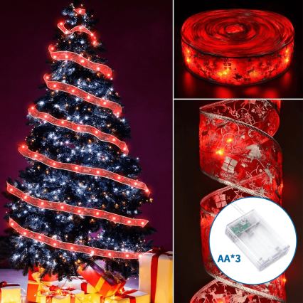 Aigostar - LED  fényfüzér 100xLED/3xAA 10 m meleg fehér piros
