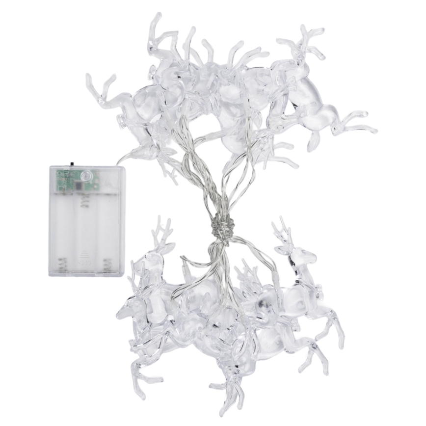 Aigostar - LED fényfüzér 10×LED/3×AA, 1,5 m, meleg fehér, szarvasokkal