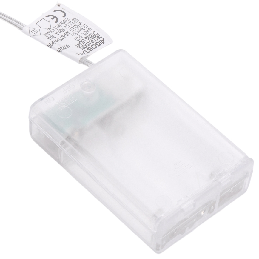 Aigostar - LED fényfüzér 20xLED/3xAA, 2 m, meleg fehér, ezüst