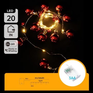 Aigostar - LED fényfüzér 20xLED/3xAA 2m meleg fehér