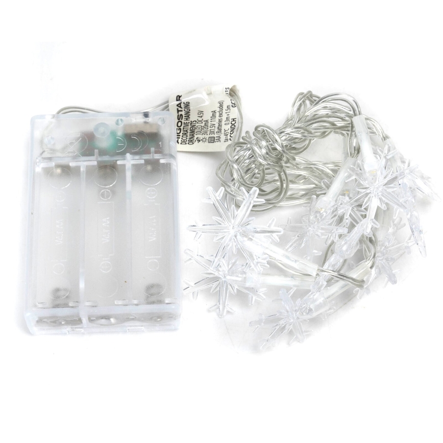 Aigostar - LED fényfüzér 20xLED/3xAA 3,3m hópelyhek