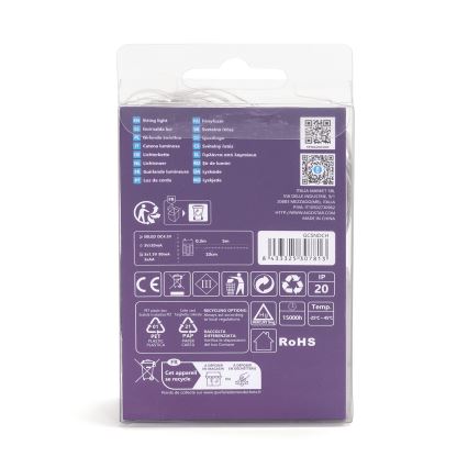 Aigostar - LED fényfüzér 50 LED / 3x AA, 5,3 m, meleg fehér