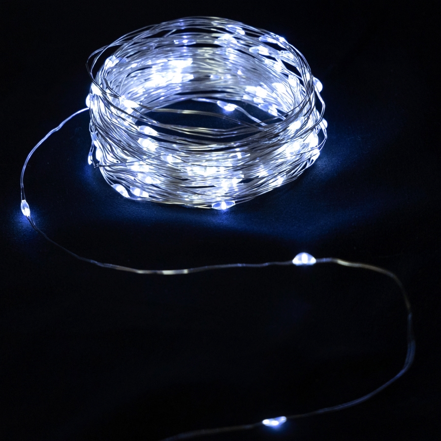 Aigostar - LED kültéri fényfüzér 50xLED/3xAA IP44 5,3 m hideg fehér