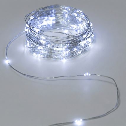 Aigostar - LED kültéri fényfüzér 50xLED/3xAA IP44 5,3 m hideg fehér