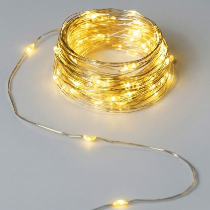 Aigostar - LED kültéri fényfüzér 50xLED/3xAA 5,3 m meleg fehér