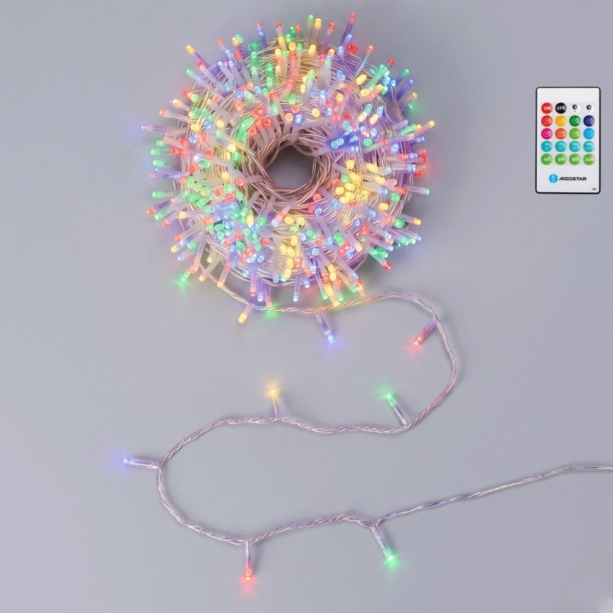 Aigostar - LED fényerőszabályozható kültéri karácsonyi fényfüzér mozgásérzékelővel 100xLED/3xAA 12m többszínű + távirányítóval