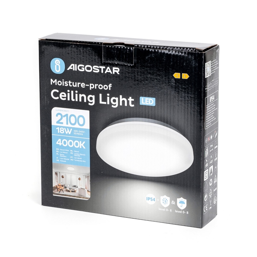 Aigostar - LED Fürdőszobai mennyezeti lámpa LED/18W/230V 4000K IP54