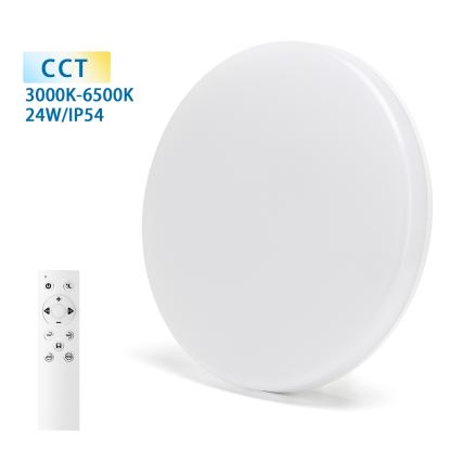Aigostar - LED dimmelhető fürdőszobai mennyezeti lámpa LED/24W/230V 3000K-6500K IP54 + távirányító