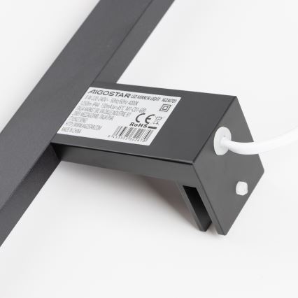 Aigostar - LED fürdőszobai tükörvilágítás LED/8W/230V 4000K 40 cm IP44 fekete