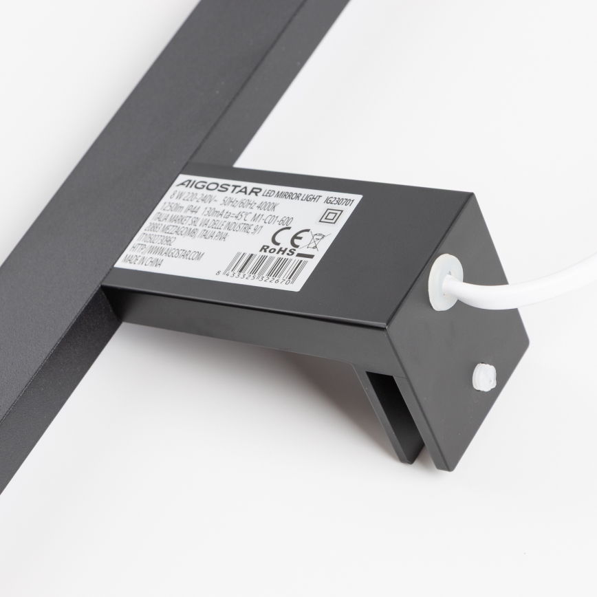 Aigostar - LED fürdőszobai tükörvilágítás LED/8W/230V 4000K 40 cm IP44 fekete