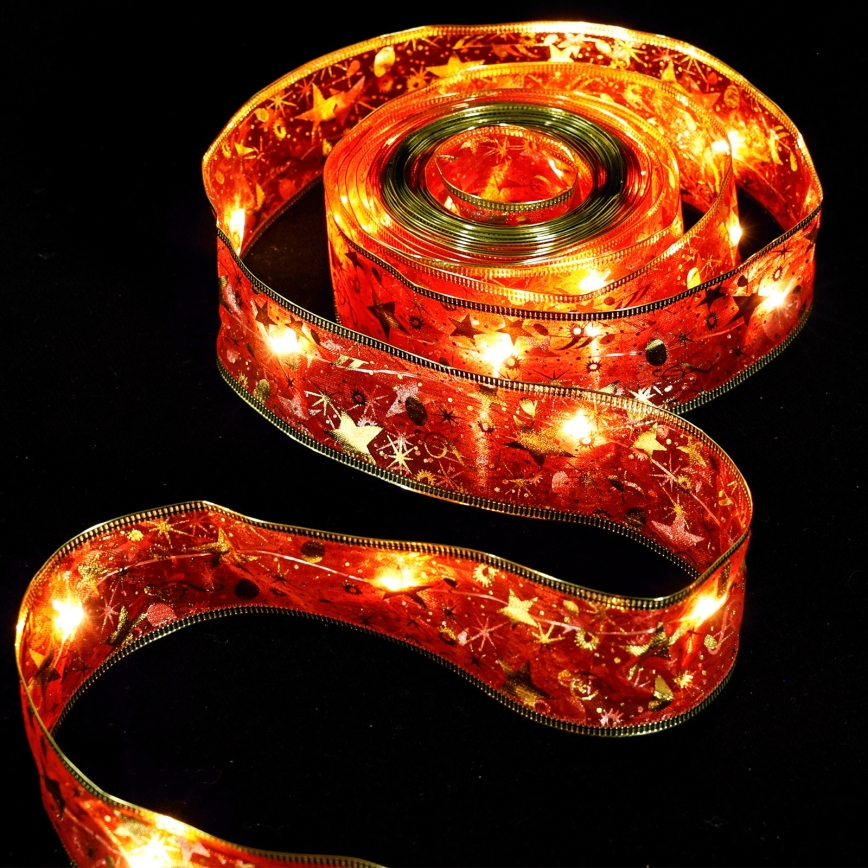 Aigostar - LED füzér 50xLED/3xAA 5m meleg fehér piros
