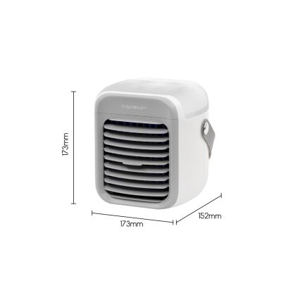 Aigostar - LED Hordozható léghűtő 3 az 1-ben LED/8W/5V fehér/szürke