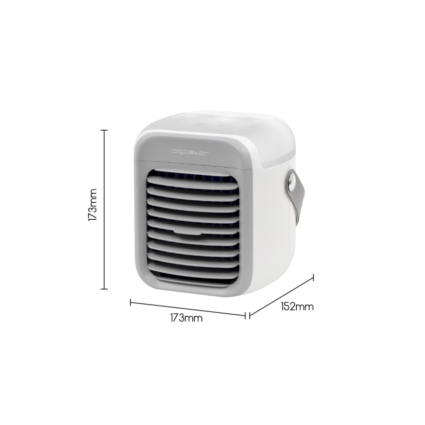 Aigostar - LED Hordozható léghűtő 3 az 1-ben LED/8W/5V fehér/szürke