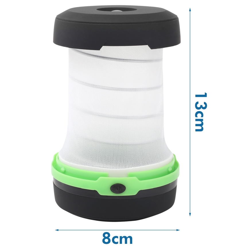 Aigostar - LED Hordozható összecsukható lámpa LED/1,4W/3xAA fekete/zöld