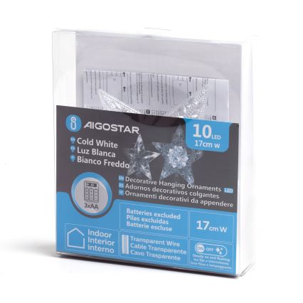 Aigostar - LED karácsonyi dekoráció 10xLED/3xAA hideg fehér csillag