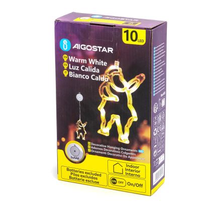 Aigostar - LED karácsonyi dekoráció 10xLED/3xAAA Mikulás 20 cm