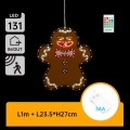 Aigostar - LED karácsonyi dekoráció 131xLED/3xAA IP44 + távirányítóval, mézeskalács 27 cm