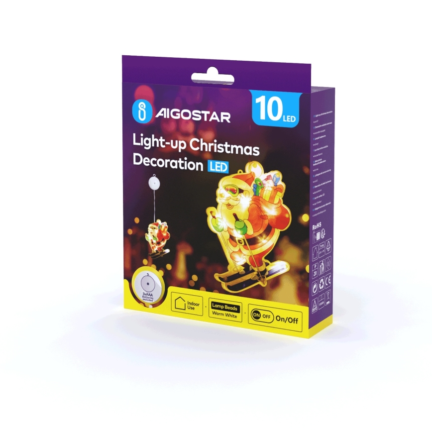 Aigostar - LED Karácsonyi dekoráció LED/3xAAA Mikulás sílécen 23cm