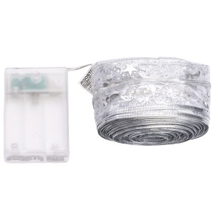 Aigostar - LED karácsonyi fényfüzér 100xLED/3xAA 10 m meleg fehér ezüstszínű