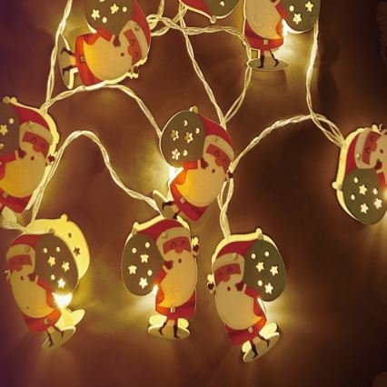 Aigostar - LED karácsonyi fényfüzér 10xLED/3xAA 1,5m meleg fehér Télapó