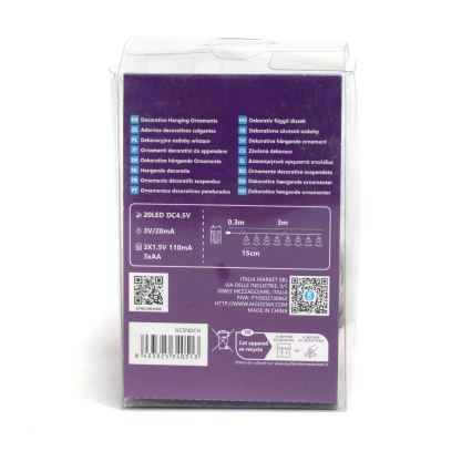 Aigostar - LED Karácsonyi fényfüzér 20xLED/3xAA 3,3m fák