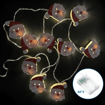 Aigostar - LED karácsonyi fényfüzér 20xLED/3xAA 3m meleg fehér Santa Claus