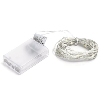 Aigostar - LED karácsonyi fényfüzér 50xLED/3xAA 5,3m hideg fehér