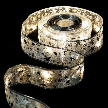 Aigostar - LED karácsonyi fényfüzér 50xLED/3xAA 5 m meleg fehér ezüst