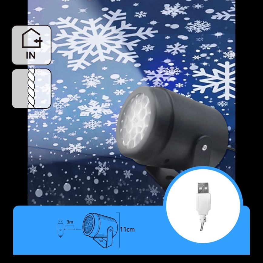 Aigostar - LED karácsonyi hópehely-projektor LED/5W/230V hideg fehér