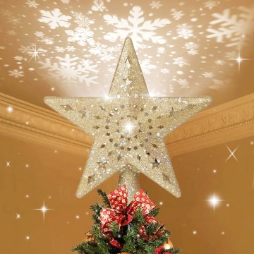 Aigostar - LED karácsonyi hópelyhes projektor LED/5W/230V hideg fehér arany csillag