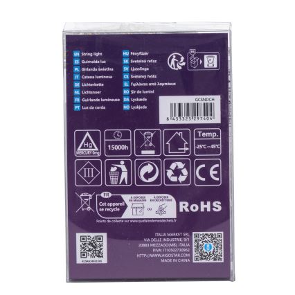 Aigostar -LED Karácsonyi kültéri lánc 100xLED/8 funkció 3xAA 10,3m IP44 meleg fehér