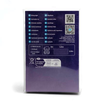 Aigostar -LED Karácsonyi kültéri lánc 100xLED/8 funkció/3xAA 4,5x1,5m IP44 hideg fehér