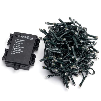 Aigostar - LED Karácsonyi kültéri lánc 200xLED/8 funkció/3xAA 10,3m IP44 hideg fehér