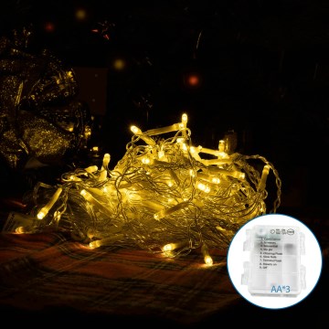 Aigostar-LED Karácsonyi kültéri lánc 200xLED/8 funkció 3xAA 6x1,5m IP44 meleg fehér