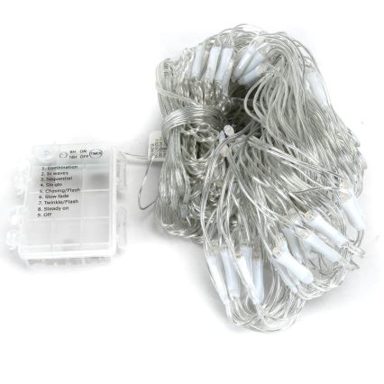 Aigostar-LED Karácsonyi kültéri lánc 200xLED/8 funkció 3xAA 6x1,5m IP44 meleg fehér