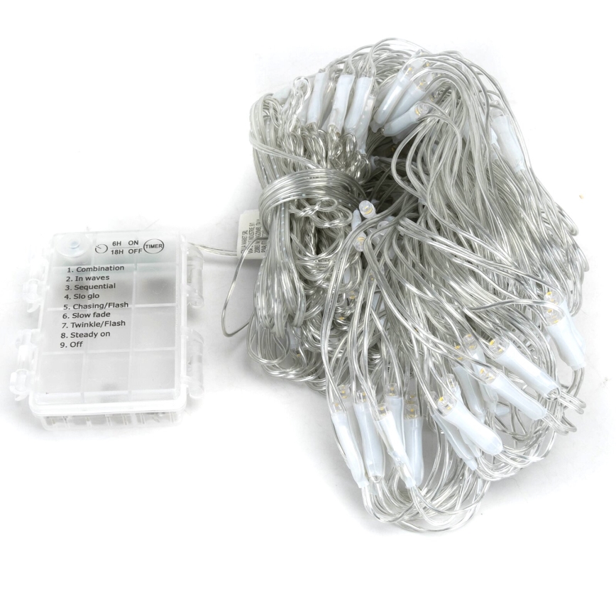 Aigostar-LED Karácsonyi kültéri lánc 200xLED/8 funkció 3xAA 6x1,5m IP44 meleg fehér
