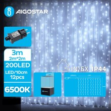 Aigostar - LED Karácsonyi kültéri lánc 200xLED/8 funkció 5x2m IP44 hideg fehér