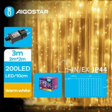 Aigostar - LED Karácsonyi kültéri lánc 200xLED/8 funkció 5x2m IP44 meleg fehér