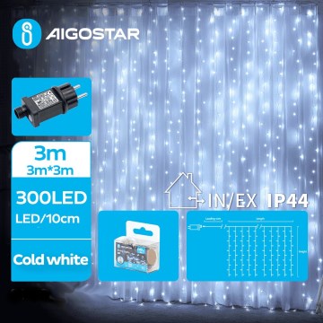 Aigostar - LED Karácsonyi kültéri lánc 300xLED/8 funkció 6x3m IP44 hideg fehér