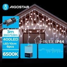 Aigostar - LED Karácsonyi kültéri lánc 400xLED/8 funkció 23x0,6m IP44 hideg fehér