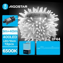 Aigostar - LED Karácsonyi kültéri lánc 400xLED/8 funkció 43m IP44 hideg fehér