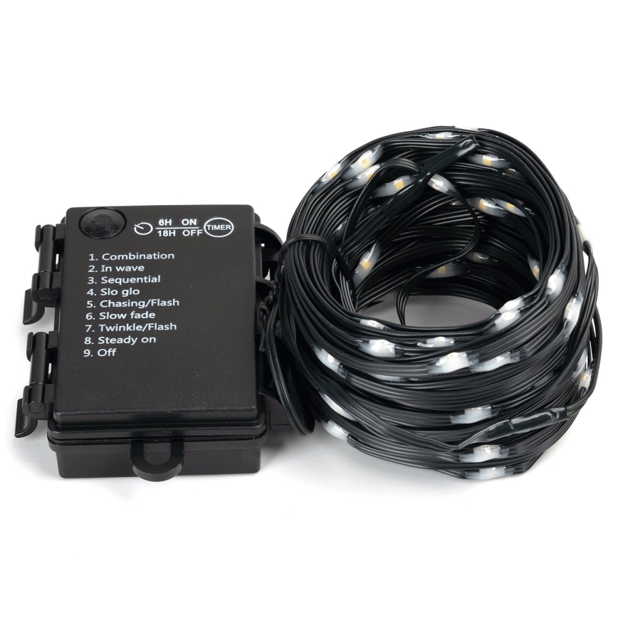 Aigostar - LED Karácsonyi kültéri lánc 50xLED/8 funkció 3xAA 5,3m IP44 meleg fehér