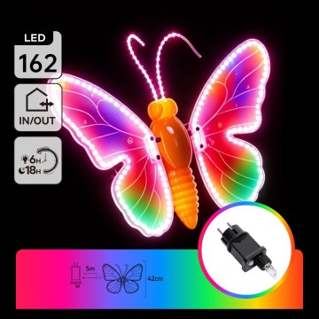 Aigostar - LED Kültéri dekoráció 162xLED 42 cm IP44 pillangó/többszínű