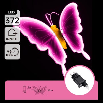 Aigostar - LED kültéri dekoráció 372 db LED 60 cm IP44 pillangó/rózsaszín