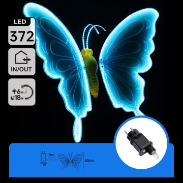 Aigostar - LED kültéri dekoráció 372xLED 60 cm IP44 pillangó/kék