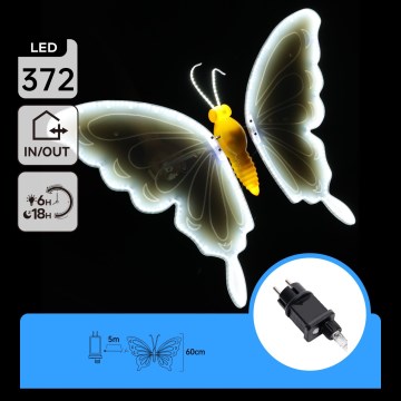 Aigostar - LED kültéri dekoráció 372xLED IP44 hideg fehér pillangó