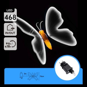 Aigostar - LED Kültéri dekoráció 468xLED/18W/230V 75 cm IP44 pillangó/hideg fehér